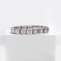 Detail of 9mm stainless steel modular charm bracelet with pink enamel hearts - Heart Pink (18 Links)