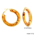 Orecchini a cerchio in resina ambrata con bordo dorato per donna, 6,1x41,5 mm - Ambra (EA32910GG)