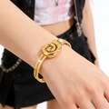 Minimalist 18K gold-plated stainless steel spiral bracelet with white zircon stones - Gold Annual Ring Style
