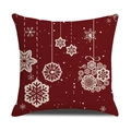 Red Christmas linen pillowcase with beige hanging snowflake pattern on white background - Red Large Snowflake Hanging/22YM13-10