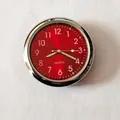 Luminous 40mm quartz car clock with vibrant red sunray dial and silver alloy casing - With Double-sided Tape / Red