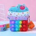 Kleurrijke siliconen pop it schoudertas in cupcake-vorm, sensorisch speelgoed kind - Cupcake (003) / Iris