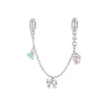 S925 Sterling Silber Sicherheitskette für Armbänder mit Opal-Schmetterling Anhänger - Schleife und Schmetterling Sicherheitskette Stil (SCC2762)