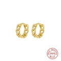 Minimalist S925 sterling silver chain hoop earrings in a premium golden finish - Gold (Chain)