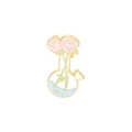 Laboratory flask enamel pin with pink rose flowers and blue liquid in golden frame - Pink Rose Blue Liquid Flask