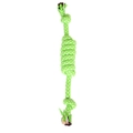 Close-up of green and white braided cotton dog chew rope for pet dental care - B10206-Style 10 (Multi-knot Rope)