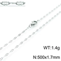 Glinsterende roestvrijstalen lipketting met varkenssnuit-schakels, 500x1,7mm, 1,4g - Zilveren Stijl (KN118255-Z)