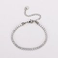 Zilveren roestvrijstalen tennisarmband met vierkante zirkonia en een karabijnsluiting - 3mm 16+5cm / Zilver