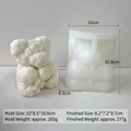 Molde de silicona de oso de rosas para velas con especificaciones de tamaño exactas - Estilo Oso Textura de Rosa(J-0198) / Blanco