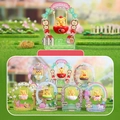 Set of 6 cartoon yellow bear acrylic table ornaments with garden themed arch backgrounds - Honey Bear Swing Series / Random One