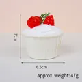 Fake cupcake with white cream and raspberries decoration measuring 7x6.5cm - White Cup Raspberry