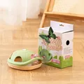 Electric rotating butterfly cat toy in green turtle base with packaging box - Green