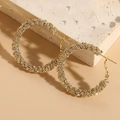 Elegante 14K vergoldete Creolen mit funkelnden Kristallen und runden ABS-Perlen für Damen - Strass Umwickelte Creolen / Gold