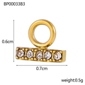 Gold T-shaped jewelry pendant with five clear rhinestones, size 0.7cm by 0.6cm - T-Bar Clear Stone (BP00033B3)