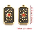 Schwarzer Emaille-Tarot-Anhänger mit goldener Sonne, Mond, Sternen, 25,5x13mm - Stil B