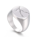 Breiter Herrenring aus silbernem Edelstahl mit modernem minimalistischem Rissmuster-Design - US 10 / Rund (KR105941-GC)
