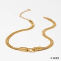 Goldene flache Schlangenkette mit grünäugigem Schlangenkopf-Verschluss, Modell D1019 - Goldener Stil (D1019)