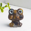 Tiger eye crystal frog figurine with blue eyes made of natural stone resin - Tiger's Eye