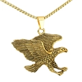 Collar de acero inoxidable dorado con colgante de águila de alas extendidas pulidas - Colgante Suelto Dorado