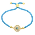 Adjustable sky blue woven cord bracelet with zircon star pendant and gold accents - Light Blue