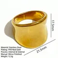 Minimalist wide gold-plated irregular ring with polished stainless steel finish - US 7 / Polished Gold