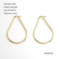 Exaggerated stainless steel teardrop hoop earrings with polished 18K gold plated finish - 18K Gold / Gold - Small