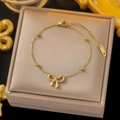 Beaded Bow Tie Bracelet Gold