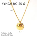 Polished 18K gold-plated 25mm ball pendant necklace with adjustable 40+5cm chain - 25mm Gold Ball Style (YYN023302-25-G)
