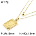 Collier en acier inoxydable plaqué or avec pendentif rectangulaire lettre D gravée - Lettre D (KN236556-GG)
