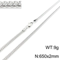 Collana a spiga in acciaio inossidabile argento 2mm, lunga 650mm con peso di 9g - Argento-2mm(KN115431-K)