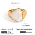 Goldener Edelstahlring mit Perle, wasserfestes und hypoallergenes Design mit Maßen - Ring-Stil (JDR0111035-7)