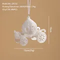 Ornamento natalizio a forma di carrozza di zucca bianca glitterata, 12 cm - Carrozza di Zucca Champagne