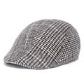 Winter wool newsboy cap featuring a grey and black houndstooth pattern for men - L(58-60cm) / Light Gray