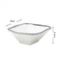 Square ceramic ivory white bowl with silver pearl beaded rim edge, size 16cm by 6.3cm - 6 Inch Silver Square Bowl