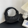 Borsa a mano nera con nodi dal design intrecciato unico e trama a corda creativa - Nero