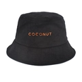 Dettaglio cappello alla pescara in velluto nero con ricamo COCONUT arancione e trama retro - M (56-58cm) / Nero