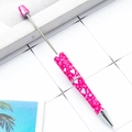 Pink DIY beadable ballpoint pen featuring heart patterns and I Love You text print - Valentine's Day Model C-Rose Red