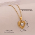 Goldene Edelstahlkette mit Herzanhänger und schimmernder Perleneinlage für Damen - Texturierter Herz-Stil (1#)