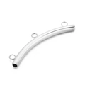 Connettore a tubo curvo in acciaio inossidabile argento con tre anelli per gioielli - Colore Acciaio 4x49mm Stile con 3 Anelli (KLJ243-Z)