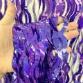 Holographic purple wavy fringe curtain for party background decoration - Laser S-Shape / Purple