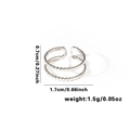 Silver double-layered beaded open ring in titanium steel with adjustable band design - TYR0438 / Silver Double-layer Beaded