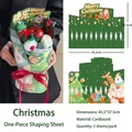 Green Christmas floral wrapping paper with Santa patterns for creative bouquets, 5-pack - Merry Christmas Shaping Sheet [Green]