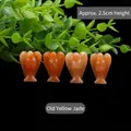 Set of 4 handcrafted Yellow Jade mini angel statues for home decor 2.5cm height - Old Yellow Jade