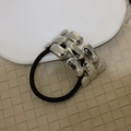 Punk style hair tie with geometric silver metal cubes on black elastic band - AA2659 Silver Rectangular Band