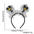 2026 New Year headband with silver sequins and golden glitter wine glass decoration - Wine Glass Silver Tinsel