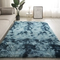 Blue and white gradient tie-dye plush rug for living room with soft shaggy texture - Tie-dye Gray-blue (upgraded Version Thicker And Denser) / Custom Size (Contact Service)