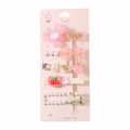 Lot de 5 barrettes roses et blanches avec motifs mignons d'ours, fleur et cœur en résine - #4 Série Rose