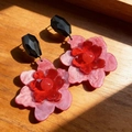 2603072 Pink And Red Patchwork Flower Earrings