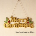 29.5cm gold Merry Christmas door sign with green holly leaves and red berries - 29.5cm Gold with Lanyard