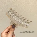 Clear acrylic shark hair claw clip with metal spring, large 11cm size for women - Approx. 11CM / Champagne Long Bone Shape
